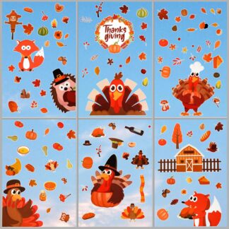 Tänupühade aknakleebised, kahepoolsed, veekindlad, sügisesed (9tk)