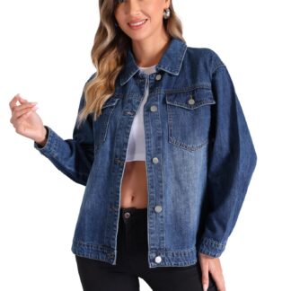 Naiste vintage-stiilis teksajakk, nööpidega, sinine (XS)