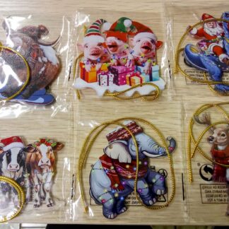 Erinevate loomadega akrüülist jõuluripatsid 6 tk