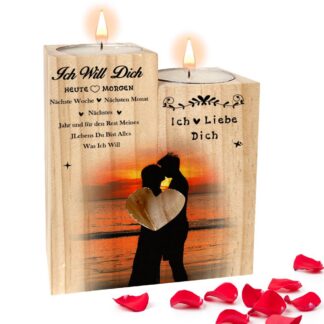 Romantiline küünlajalg koos küünaldega, aastapäevakingitus, saksakeelne
