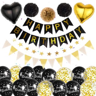 Must-kuldne sünnipäevadekoratsioon (2m)