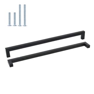 Must roostevabast terasest mööblikäepide, kandiline (auguvahe 320mm), 1 tk