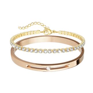 Naiste roostevabast terasest kullatud käevõrd, tsirkoonidega