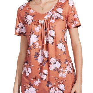 Naiste lühikeste varrukatega tuunika, V-kaelusega, oranž (s. S)