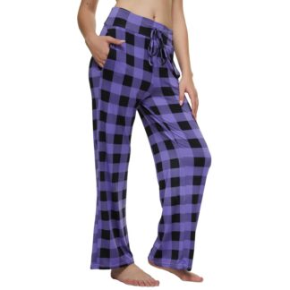 Naiste pidžaama- või kodupüksid, nööriga, laiade säärtega, kahvatulilla (s. M)