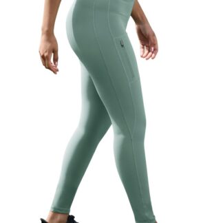 Naiste treeningpüksid, veekindlad, taskuga, hallrohelised (s. S)