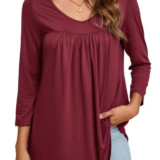 3/4 varrukatega pluus, ühevärviline, burgundiapunane (s. XL)