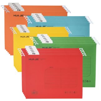 FC-formaadis tugevdatud rippkaustad, sakkide ja sildikaartidega, 5 värvi (25tk)