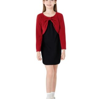 Tüdrukute kleidi ja kardigani komplekt, punane/must (s. 110-116)