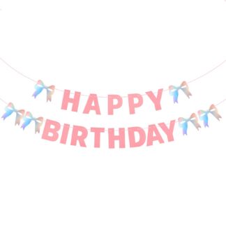 Roosa lipsuga sädelev sünnipäevabänner