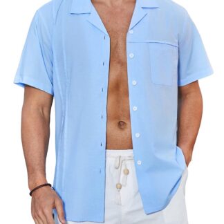 Meeste lühikeste varrukatega suvesärk, Kuuba kraega, must (s. XL)