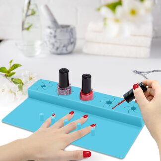 Silikoonist küünte käetugi, 2-ühes, küünelaki hoidjaga, sinine