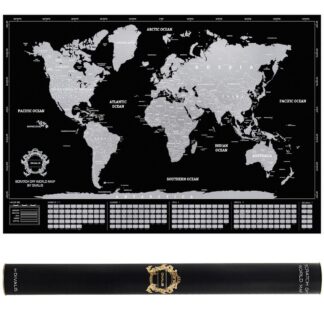 Eriti suur kraabitav maailmakaart, must 55x89 cm