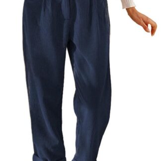 Naiste soojad velvetpüksid, sirge säärega, veniv vöökoht, sinine (s. S)