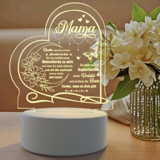 Südamekujuline öölamp, USB laetav, 3 valgusrežiimiga