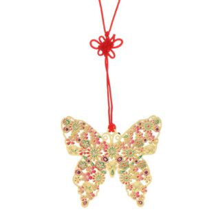 Värvitud metallist liblika järjehoidja, õõnes, ripatsiga