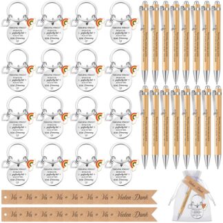 Tänukingituste komplekt: puidust pastapliiatsid ja võtmehoidjad (mõlemat 16 tk)