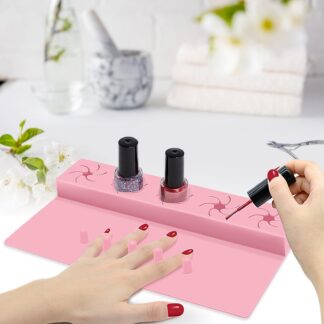 Silikoonist küünte käetugi, küünelaki hoidjaga, roosa
