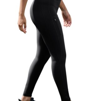 Naiste treeningpüksid, veekindlad, taskuga, mustad (s. S)