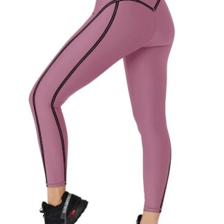 Naiste kõrge vöökohaga läbipaistmatud spordileggingsid, roosad (s. XXL)