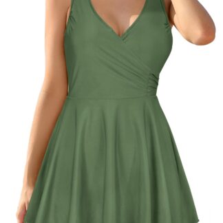 Naiste ujumiskleit, kõhtu salendav, oliiviroheline (M)