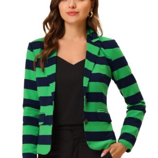 Naiste triibuline bleiser, roheline-sinine (S)